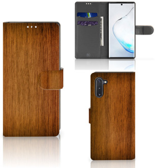 B2Ctelecom Smartphone Hoesje Samsung Note 10 Book Style Case Donker Hout