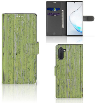 B2Ctelecom Smartphone Hoesje Samsung Note 10 Book Style Case Green Wood