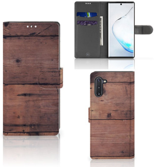 B2Ctelecom Smartphone Hoesje Samsung Note 10 Book Style Case Old Wood