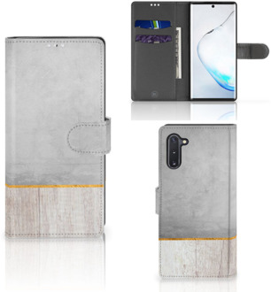 B2Ctelecom Smartphone Hoesje Samsung Note 10 Book Style Case Wood Concrete