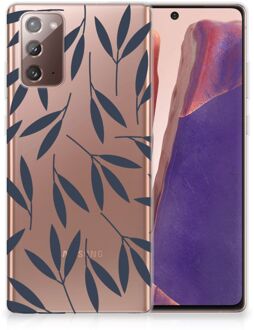 B2Ctelecom Smartphone hoesje Samsung Note 20 Back Case Siliconen Hoesje met Foto Leaves Blue