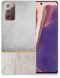 B2Ctelecom Smartphone hoesje Samsung Note 20 Backcase Siliconen Hoesje Wood Beton