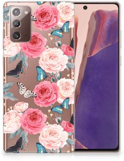 B2Ctelecom Smartphone hoesje Samsung Note 20 Telefoontas Butterfly Roses