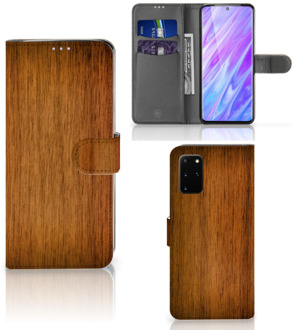 B2Ctelecom Smartphone Hoesje Samsung S20 Plus Book Style Case Donker Hout