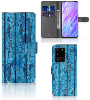 B2Ctelecom Smartphone Hoesje Samsung S20 Ultra Book Style Case Blauw Wood