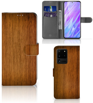 B2Ctelecom Smartphone Hoesje Samsung S20 Ultra Book Style Case Donker Hout