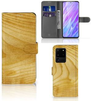 B2Ctelecom Smartphone Hoesje Samsung S20 Ultra Book Style Case Licht Hout