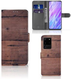 B2Ctelecom Smartphone Hoesje Samsung S20 Ultra Book Style Case Old Wood