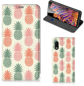 B2Ctelecom Smartphone Hoesje Samsung Xcover Pro Leuk Bookcase Ananas