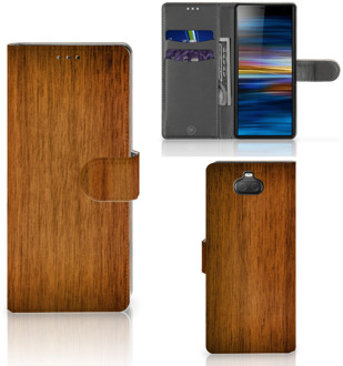 B2Ctelecom Smartphone Hoesje Sony 10 Book Style Case Donker Hout