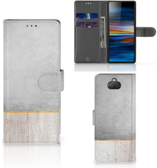 B2Ctelecom Smartphone Hoesje Sony 10 Book Style Case Wood Concrete