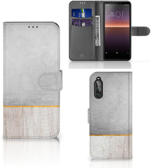 B2Ctelecom Smartphone Hoesje Sony Xperia 10 II Magnet Case Cadeau voor Vader Wood Concrete