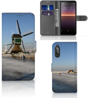 B2Ctelecom Smartphone Hoesje Sony Xperia 10 II Telefoonhoesje Tekst Schaatsers