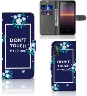 B2Ctelecom Smartphone Hoesje Sony Xperia 10 II Telefoontasje Flowers Blue DTMP