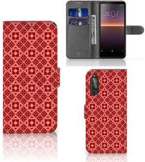 B2Ctelecom Smartphone Hoesje Sony Xperia 10 II Wallet Case Batik Red