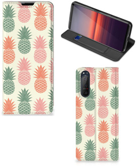 B2Ctelecom Smartphone Hoesje Sony Xperia 5 II Leuk Bookcase Ananas