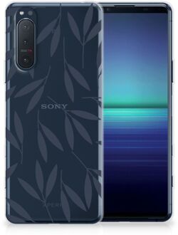 B2Ctelecom Smartphone hoesje Sony Xperia 5II Back Case Siliconen Hoesje met Foto Leaves Blue