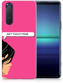 B2Ctelecom Smartphone hoesje Sony Xperia 5II Back Case Siliconen Hoesje Woman Don't Touch My Phone