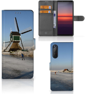 B2Ctelecom Smartphone Hoesje Sony Xperia 5II Boekhoesje Tekst Schaatsers