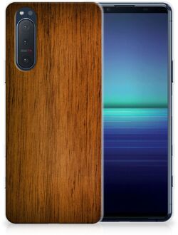 B2Ctelecom Smartphone hoesje Sony Xperia 5II Leuk Case Super als Vaderdag Cadeaus Donker Hout