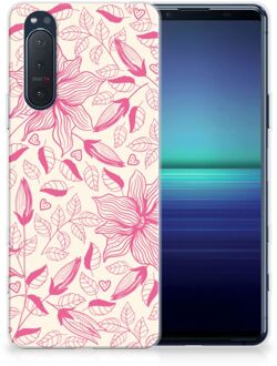 B2Ctelecom Smartphone hoesje Sony Xperia 5II Silicone Case Roze Bloemen