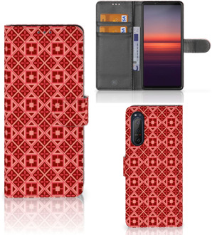 B2Ctelecom Smartphone Hoesje Sony Xperia 5II Wallet Book Case Batik Red