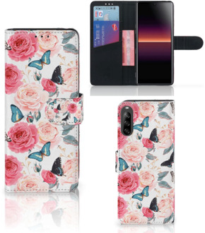 B2Ctelecom Smartphone Hoesje Sony Xperia L4 Flipcase Cadeautjes voor Moederdag Butterfly Roses