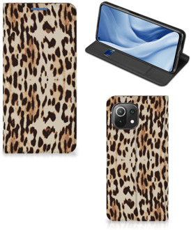 B2Ctelecom Smartphone Hoesje Xiaomi Mi 11 Lite Book Cover Leopard