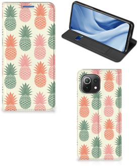 B2Ctelecom Smartphone Hoesje Xiaomi Mi 11 Lite Leuk Bookcase Ananas