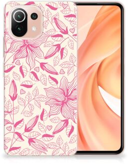 B2Ctelecom Smartphone hoesje Xiaomi Mi 11 Lite Silicone Case Roze Bloemen