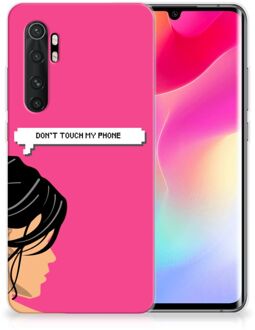 B2Ctelecom Smartphone hoesje Xiaomi Mi Note 10 Lite Back Case Siliconen Hoesje Woman Don't Touch My Phone