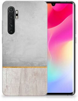 B2Ctelecom Smartphone hoesje Xiaomi Mi Note 10 Lite Backcase Siliconen Hoesje Wood Beton