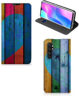 B2Ctelecom Smartphone Hoesje Xiaomi Mi Note 10 Lite Mobiel Bookcase Wood Heart