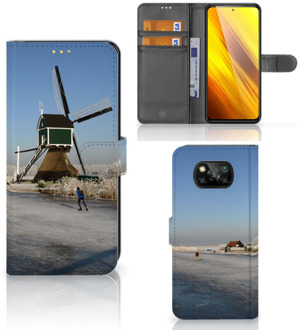 B2Ctelecom Smartphone Hoesje Xiaomi Poco X3 Boekhoesje Tekst Schaatsers