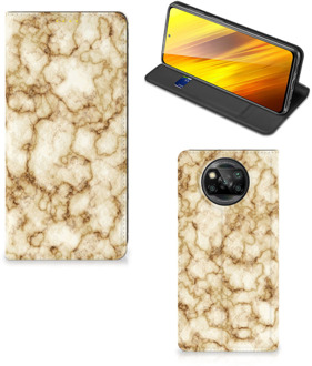 B2Ctelecom Smartphone Hoesje Xiaomi Poco X3 Book Cover Marmer Goud