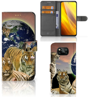 B2Ctelecom Smartphone Hoesje Xiaomi Poco X3 Bookcase met Pasjeshouder Roofdieren