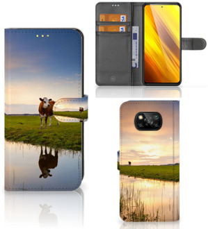 B2Ctelecom Smartphone Hoesje Xiaomi Poco X3 Flip Case Koe