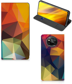 B2Ctelecom Smartphone Hoesje Xiaomi Poco X3 Leuk Book Case Polygon Color