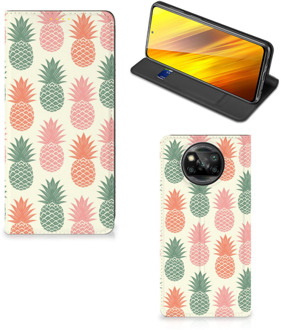 B2Ctelecom Smartphone Hoesje Xiaomi Poco X3 Leuk Bookcase Ananas