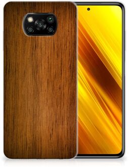 B2Ctelecom Smartphone hoesje Xiaomi Poco X3 Leuk Case Super als Vaderdag Cadeaus Donker Hout