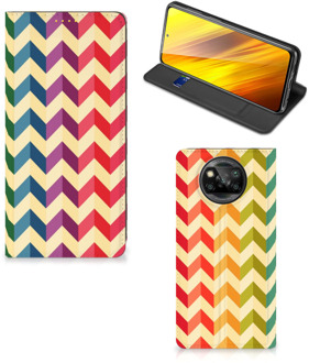 B2Ctelecom Smartphone Hoesje Xiaomi Poco X3 Leuk Telefoonhoesje Zigzag Color