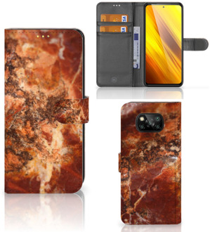 B2Ctelecom Smartphone Hoesje Xiaomi Poco X3 Mapje Marmer Bruin