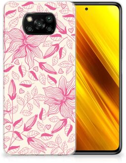 B2Ctelecom Smartphone hoesje Xiaomi Poco X3 Silicone Case Roze Bloemen