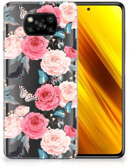 B2Ctelecom Smartphone hoesje Xiaomi Poco X3 Telefoontas Butterfly Roses