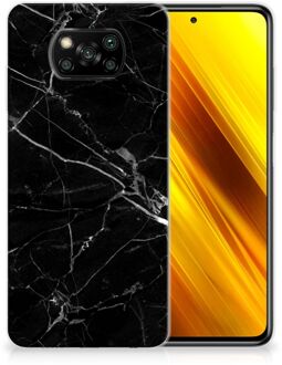 B2Ctelecom Smartphone hoesje Xiaomi Poco X3 Transparant Hoesje Marmer Zwart