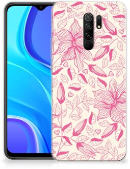 B2Ctelecom Smartphone hoesje Xiaomi Redmi 9 Silicone Case Roze Bloemen