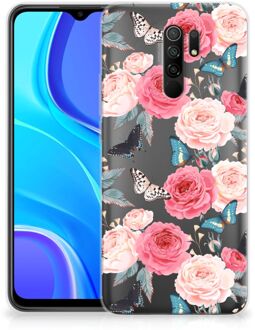 B2Ctelecom Smartphone hoesje Xiaomi Redmi 9 Telefoontas Butterfly Roses