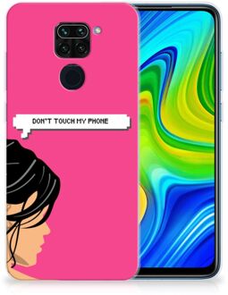 B2Ctelecom Smartphone hoesje Xiaomi Redmi Note9 Back Case Siliconen Hoesje Woman Don't Touch My Phone