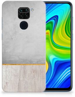 B2Ctelecom Smartphone hoesje Xiaomi Redmi Note9 Backcase Siliconen Hoesje Wood Beton