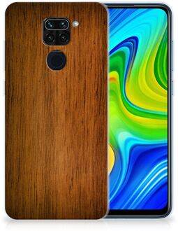 B2Ctelecom Smartphone hoesje Xiaomi Redmi Note9 Leuk Case Super als Vaderdag Cadeaus Donker Hout